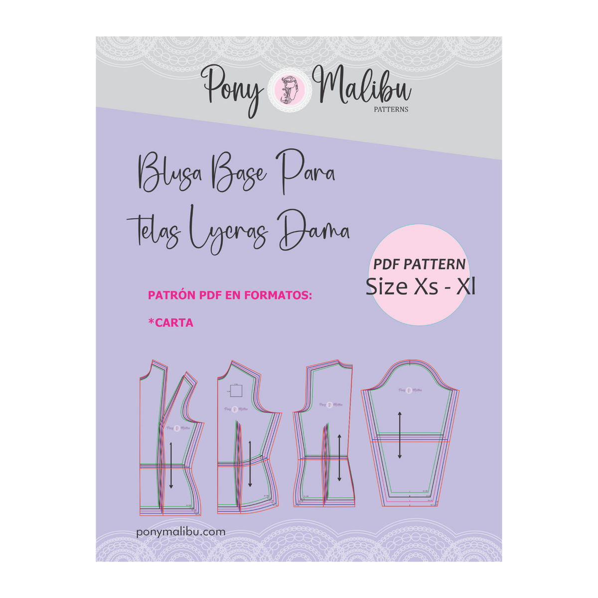 Patrones De Blusa Básica para telas Elásticas o Lycras